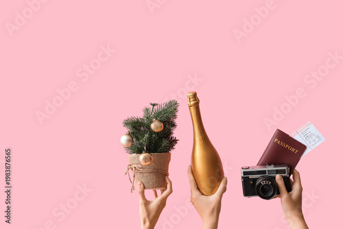 Female hands holding passpo...