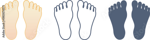 色んなスタイルの両足の裏の素材セット