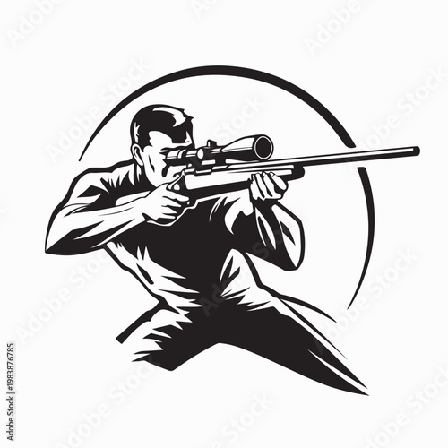 Rifle Shooting Sport Vector Illustration Isolated On White Background