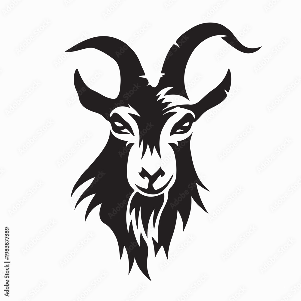 Obraz premium Goat Mascot Logo with Horns and Beard Vector On White Background