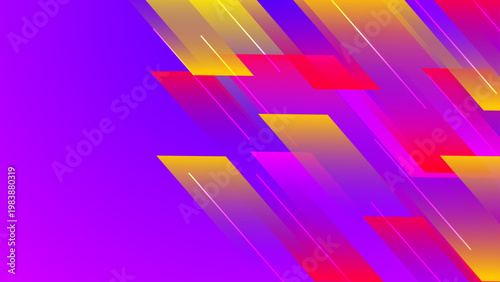 Abstract geometric fast moving shapes on a dark purple background representing speed power and modern technology