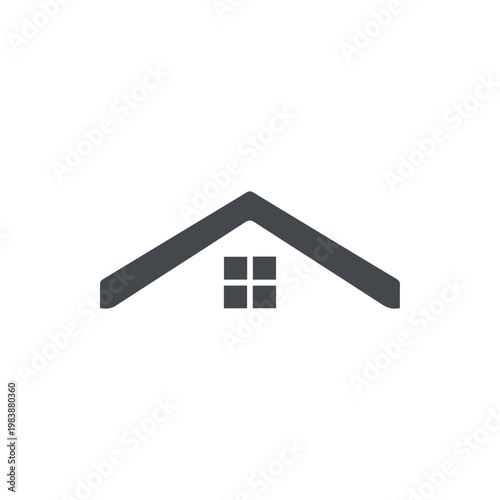 Minimalist house roof icon with simple window design conveying home and shelter