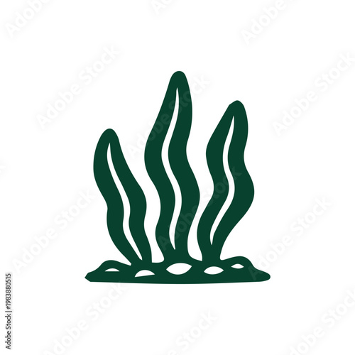Stylized dark green flowing seaweed or aquatic plant illustration vibrant underwater life