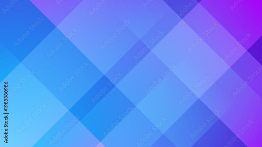 Obraz premium Modern overlapping diagonal squares and diamond shapes in a cool blue and purple gradient transition