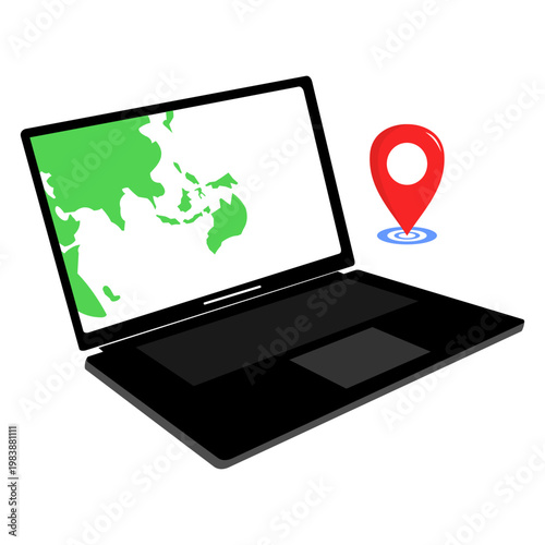 Laptop with continents and maps icon inside (2)