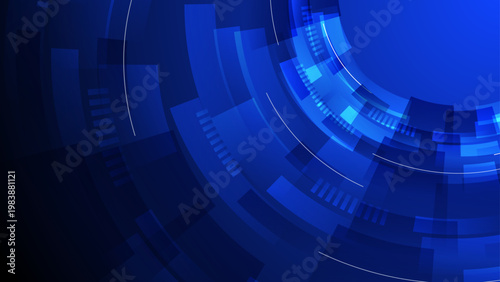 Futuristic blue technology background with circular HUD elements and digital data interface graphics for cyber security themes