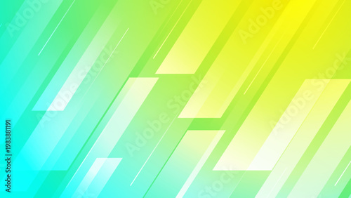 Fresh green and cyan geometric background with dynamic diagonal lines creating a sense of growth and technology