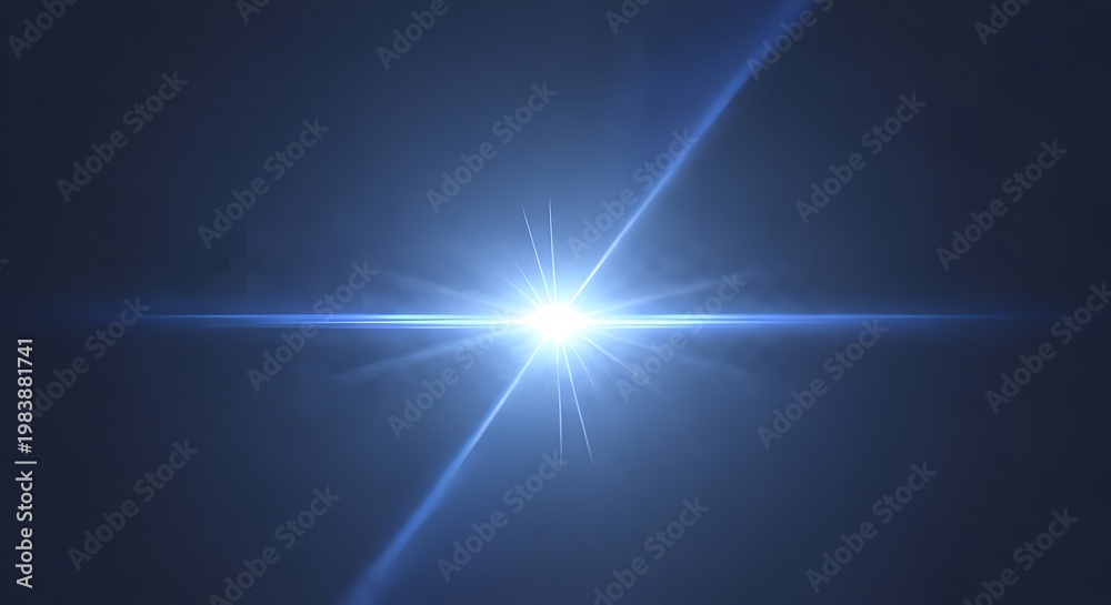 Fototapeta premium Bright Blue Lens Flare Explosion on Dark Background