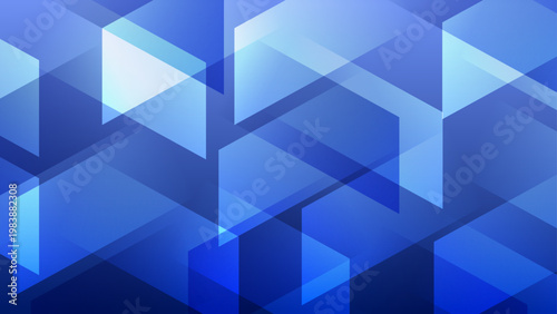 Professional blue abstract background featuring sharp geometric polygons and translucent crystalline layers for corporate identity