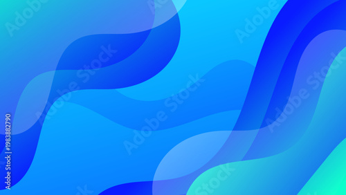 Deep blue and cyan fluid overlapping shapes representing water movement and professional corporate technology style