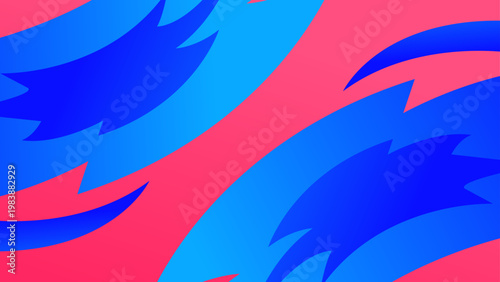 Sharp blue and cobalt jagged shapes striking across a pink background for dynamic contrast