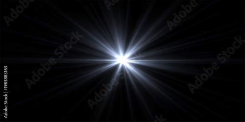 Abstract blue space background with bright blue light burst rays energy flare and galaxy shine illustration