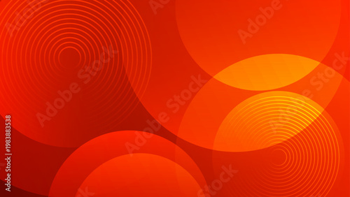 Vibrant red and orange abstract background with geometric circles and ripple patterns