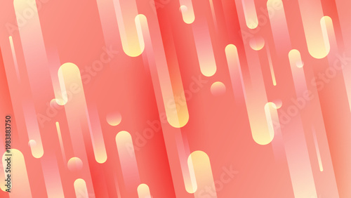 Warm coral and peach tones with diagonal falling rounded lines and glowing light effects