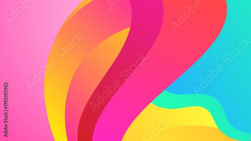 High energy abstract design featuring multi colored waves in pink yellow and teal for a modern look