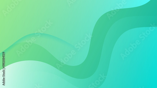 Smooth green and turquoise wavy background with fluid overlapping layers and elegant soft shadows