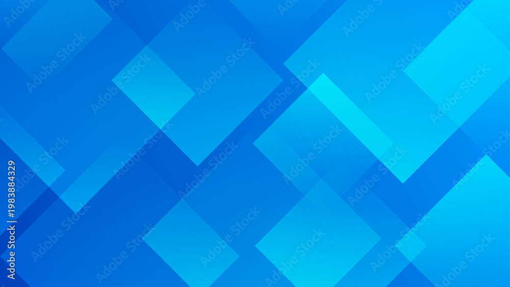 Obraz premium Modern blue background with overlapping transparent squares and soft gradients