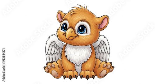 Cute Baby Griffin Mythical Creature Fantasy Art.