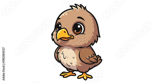 Cute cartoon baby bird illustration.