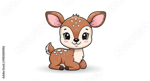 Cute cartoon baby deer illustration.