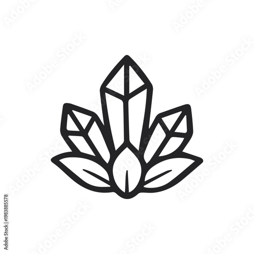 Mystical crystalline forms rising from a lotus like botanical arrangement