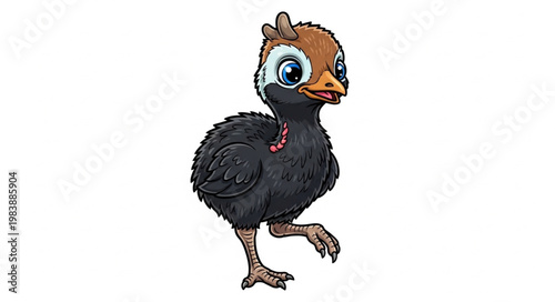 Cute Cartoon Baby Turkey Walking.