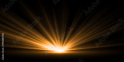 A vibrant abstract burst of orange and blue light radiates energy like a star in a brilliant summer sunrise backdrop