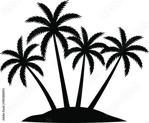 Cuadro en lienzo island with six palm trees silhouette