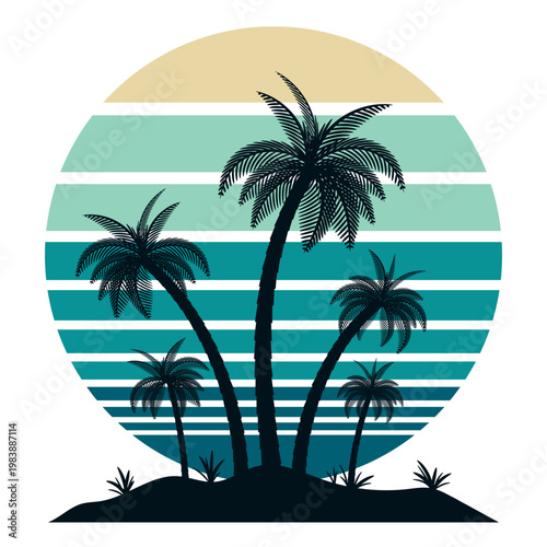 Retro Sunset Palm Trees Retro