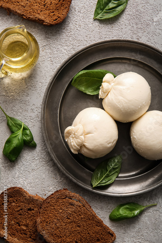 Plate of tasty Burrata chee...