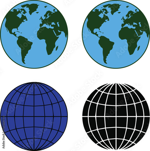 Comparison of globe styles with and without grid