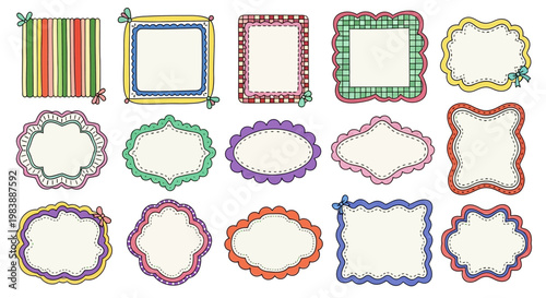 Hand-drawn decorative frames and borders collection. Artistic scrapbook elements.