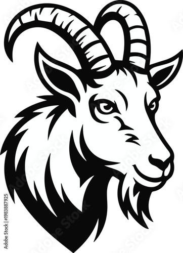 Goat head Capricorn zodiac emblem