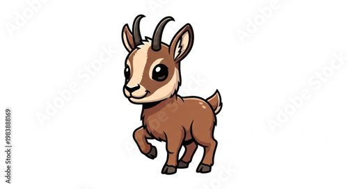 Cute Cartoon Chamois Animal Illustration.