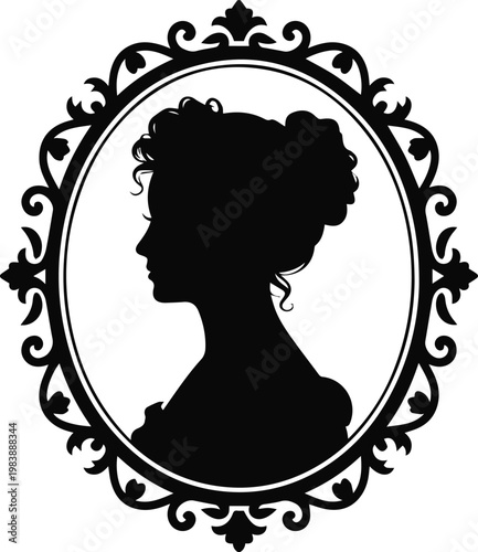 Cameo brooch product mockup with oval frame