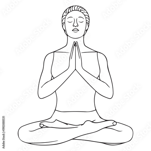 Breathing Exercise Mental Health Relaxation Minimal Black line art Vector Illustration on white background