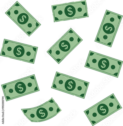 Dollar bills surrounding business icons