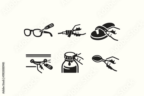 Common daily actions illustrated hands performing various practical tasks