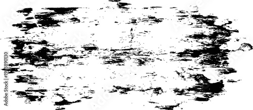 Distressed Grunge Texture Black and White Rough Paint Stroke Overlay Vector Background Element