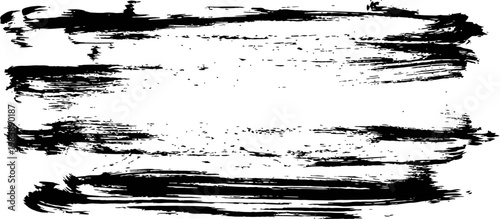 Abstract black grunge brush strokes set on white background