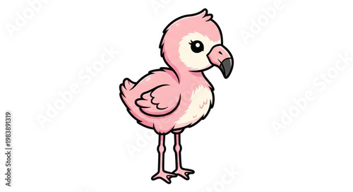 Cute cartoon flamingo illustration.