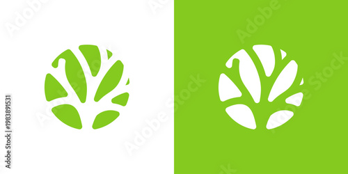 Dual meaning logo combining circle and tree elements, symbolizing balance, unity, sustainability, and continuous growth within a harmonious and natural ecosystem.