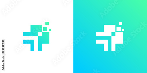 Dual meaning logo combining medical and technology elements, symbolizing healthcare innovation, digital health solutions, precision care