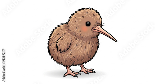 Cute Cartoon Kiwi Bird Illustration.