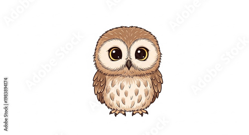 Foto Cute cartoon owl illustration with big eyes.