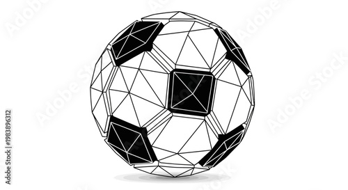 Black and white soccer ball design.