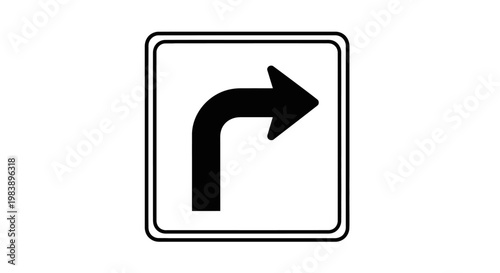 Black and white road direction sign.