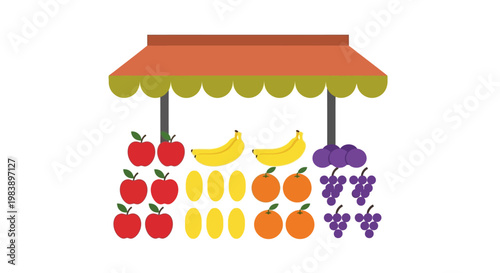 Fresh Fruit Stand Displayed Outdoors.