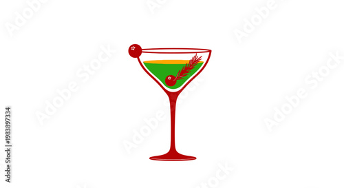 Green cocktail with red cherry garnish.