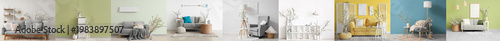 Collage of room interiors w...